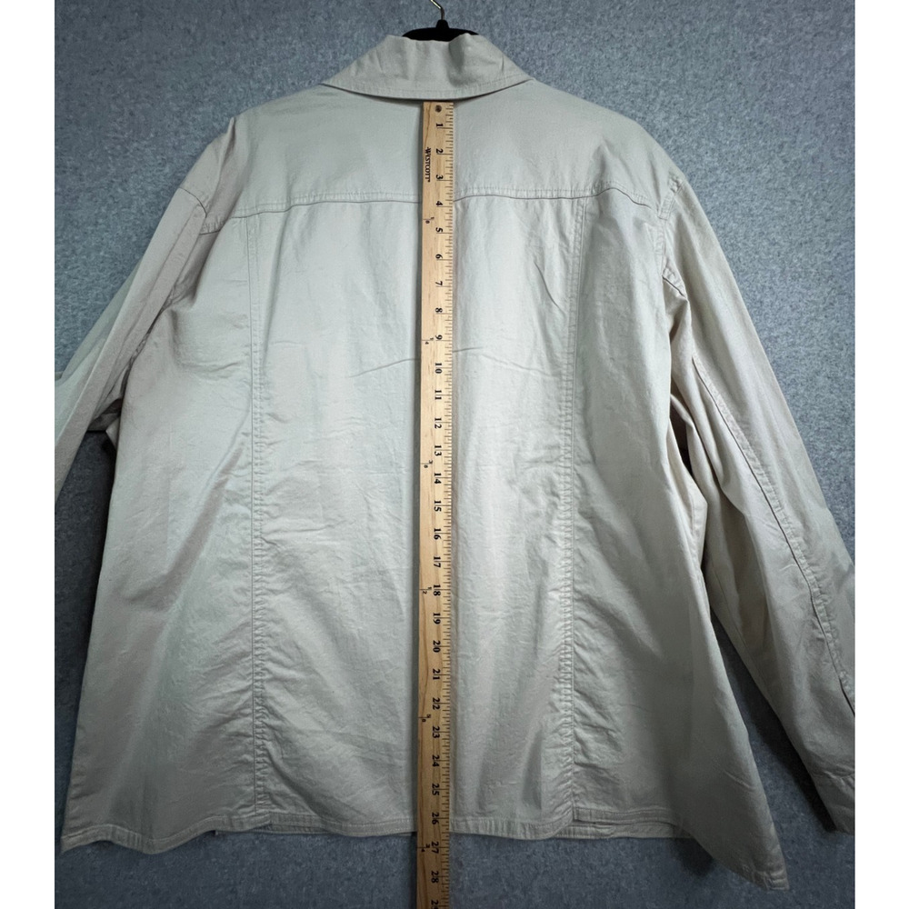 Chico’s Beige Women's Jacket Size 3 Fits XL Zip Front Stretch Cotton - Picture 8 of 11